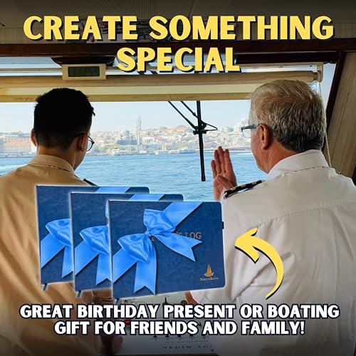 Direct 2 Boater Captain's Log Book Elegant Boat Journal Hard Bound w/Place Marker and Pen Holder, 100 Pages - Ideal Boat Journal, Sailing Notebook, Boater Logbook Gift