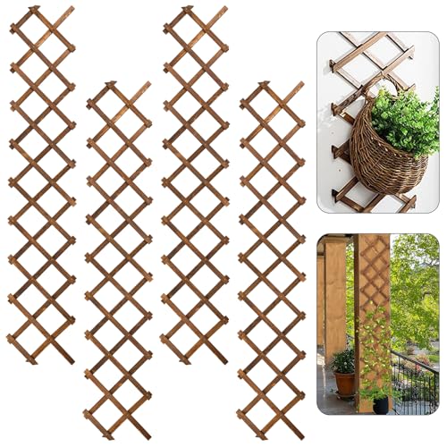 Image of 4Pcs 13x78 Expandable Wood Wall Trellis for Climbing Plants Outdoor /Indoor
