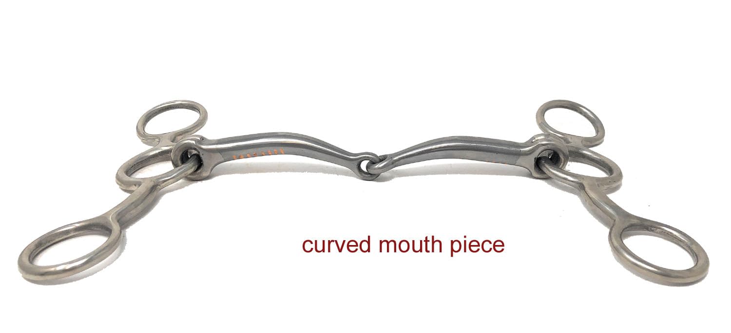 SS SI Snaffle Jr Cowhorse Bit - Sweet Iron Mouth, 127mm Cheek Length, 5" Mouth Size, Stainless Steel