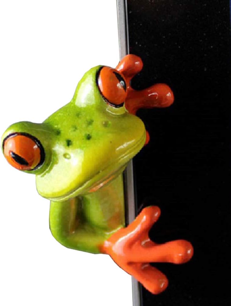 Creative Resin Crafts 3D Frog Figurine Miniature Statue Office Desk Computer Decoration (Side Style)