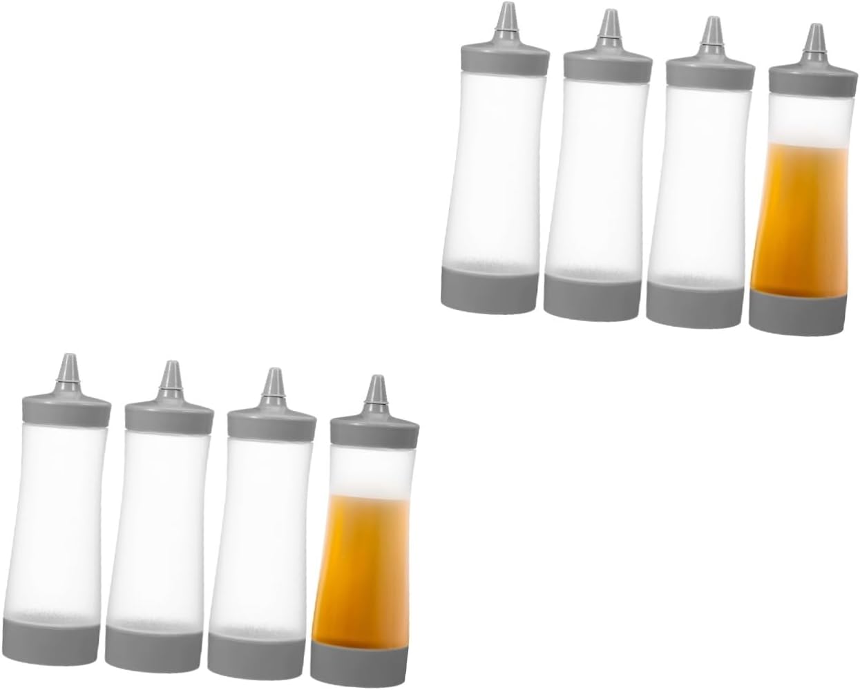 8pcs Plastic Squeeze Bottles for Sauces Condiments Food-grade Grey Dispenser for Ketchup Mustard Salad Dressing Portable Leakproof Design