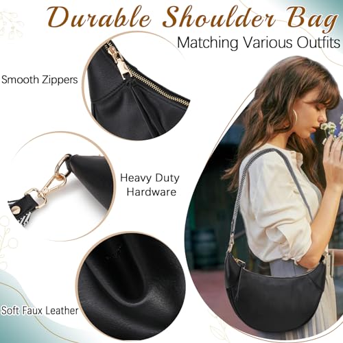 VX VONXURY Shoulder Bag for Women, Small Faux Leather Crescent Crossbody Purse with Zipper Closure, Fashion Underarm Handbag3