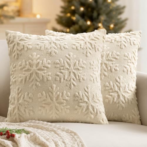 MIULEE Christmas Beige Throw Pillow Covers...