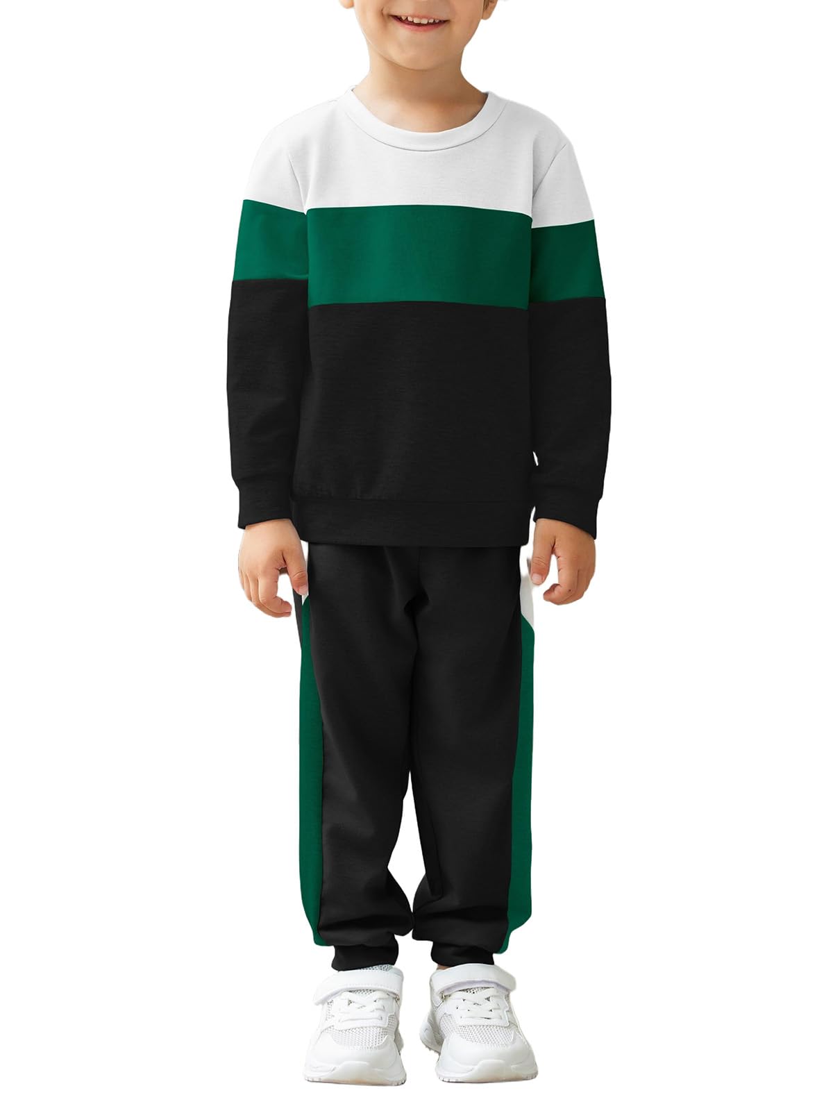 Arshiner Boys Clothes 2 Piece Pants Set Color Block Sweatsuits Fall Outfits