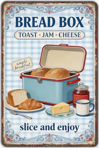 Bread Box Enjoy Toast Jam Cheese Vintage Metal Tin Sign