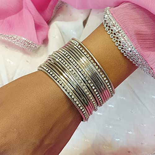 Efulgenz Boho Vintage Antique Tribal Indian CZ Crystal Oxidized Silver Tone Bracelets Bangle Set Jewelry for Women (18 Pc)4
