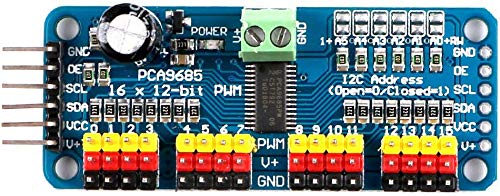 Image of REES52 PCA9685 16 Channel 12-Bit PWM Servo Motor Driver IIC Module and 2pcs SG90 9G Micro Servo Motor for Arduino Robot