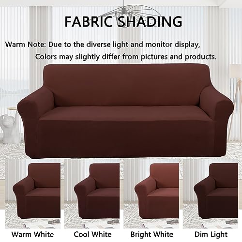 U-Nice Home UHSC0204-L-COFFEE Velvet Sofa Covers Stretch Couch Covers For 3 Cushion Couch Furniture Protector Sofa Slipcover thumb #5