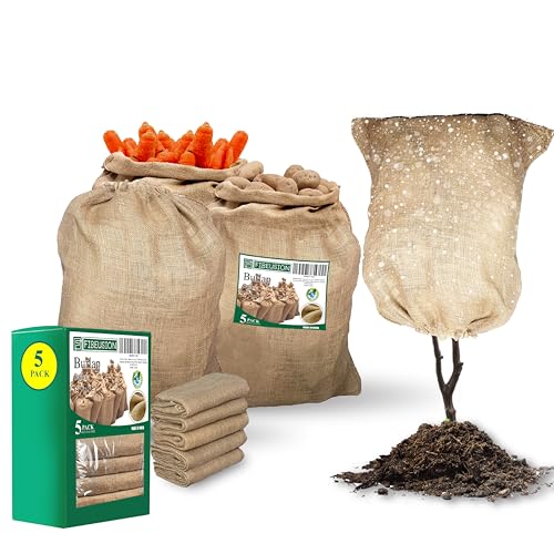 Heavy Duty Reusable Burlap Sacks 32 X 40 Perfect Burlap Sack for Plants Winter Plant Covers Vegetable Storage & Gardening Potato Sacks Set of 5
