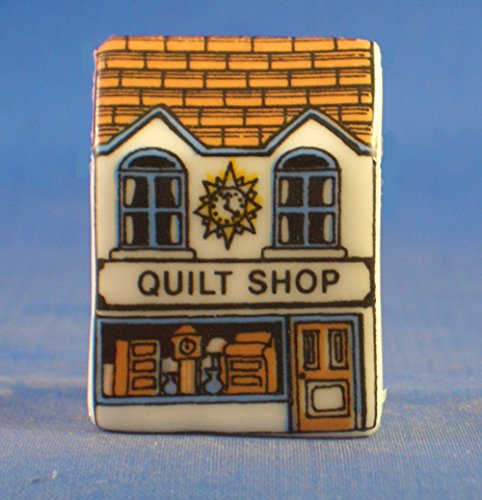 Porcelain China Collectable Thimble - Miniature House Shape - Quilt