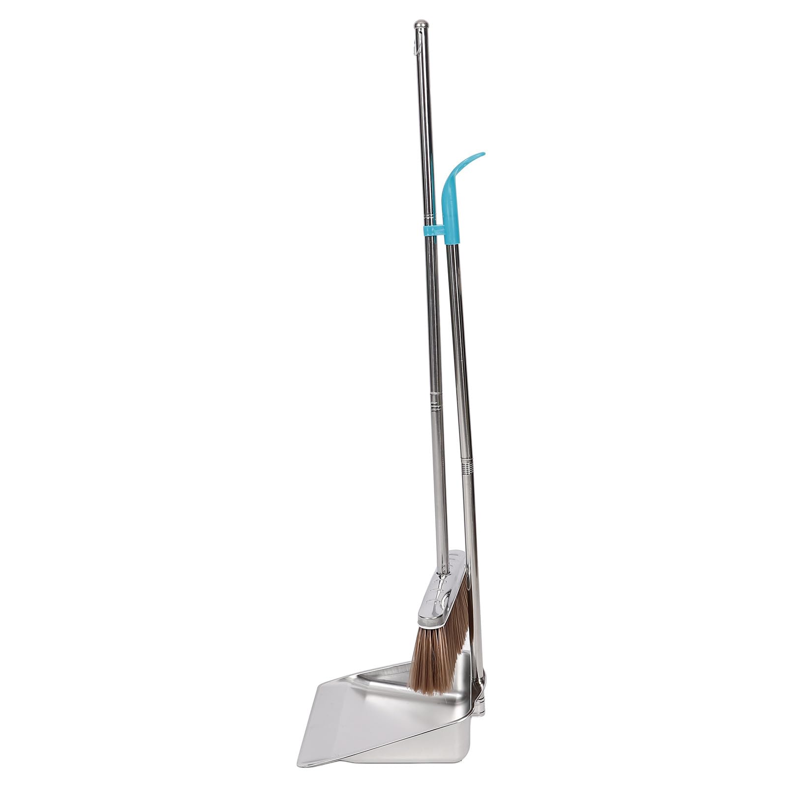 ibasenice Juego de Escoba y Recogedor de Acero Inoxidable Hogar, Diseño Simple y Resistente Ajuste al Suelo, Accesorios para Limpieza Doméstica