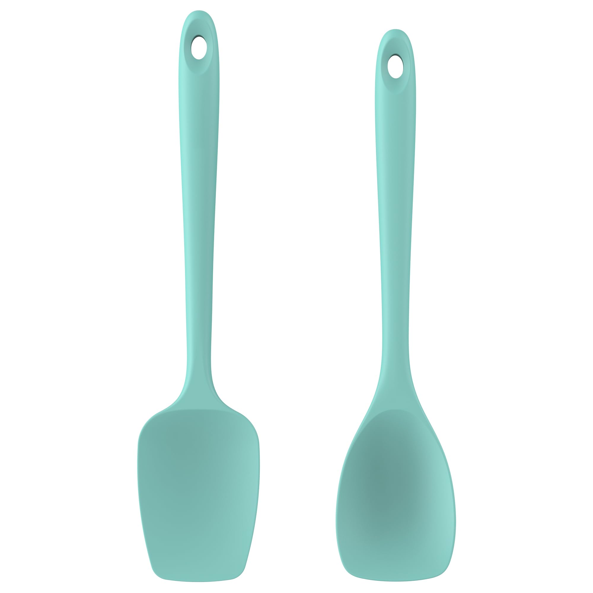 600ºF Heat Resistat Silicone Spoons: U-Taste Food-Grade Flexible Baking Spoon Spatula & Cooking Scoop Spoonula, Seamless Sturdy Kitchen Utensils for Serving, Scraping in Non-Stick Cookware (Aqua Sky