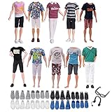 Carreuty 8 Puppenkleider-Outfit für Ken Puppen, Puppenzubehör mit 3 männlichen Puppenkleidern+3 Schuhen+Einer Brille+einem Kopfhörer in zufälliger Reihenfolge für Mädchen als Geburtstagsgeschenk