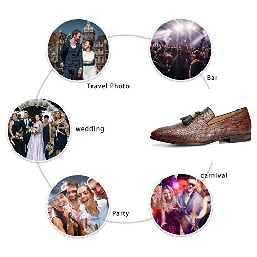 Image of Meijiana Mens Loafers Wedding Dress Shoes Slip-On Loafers for Men Tuxedo Suit Shoes