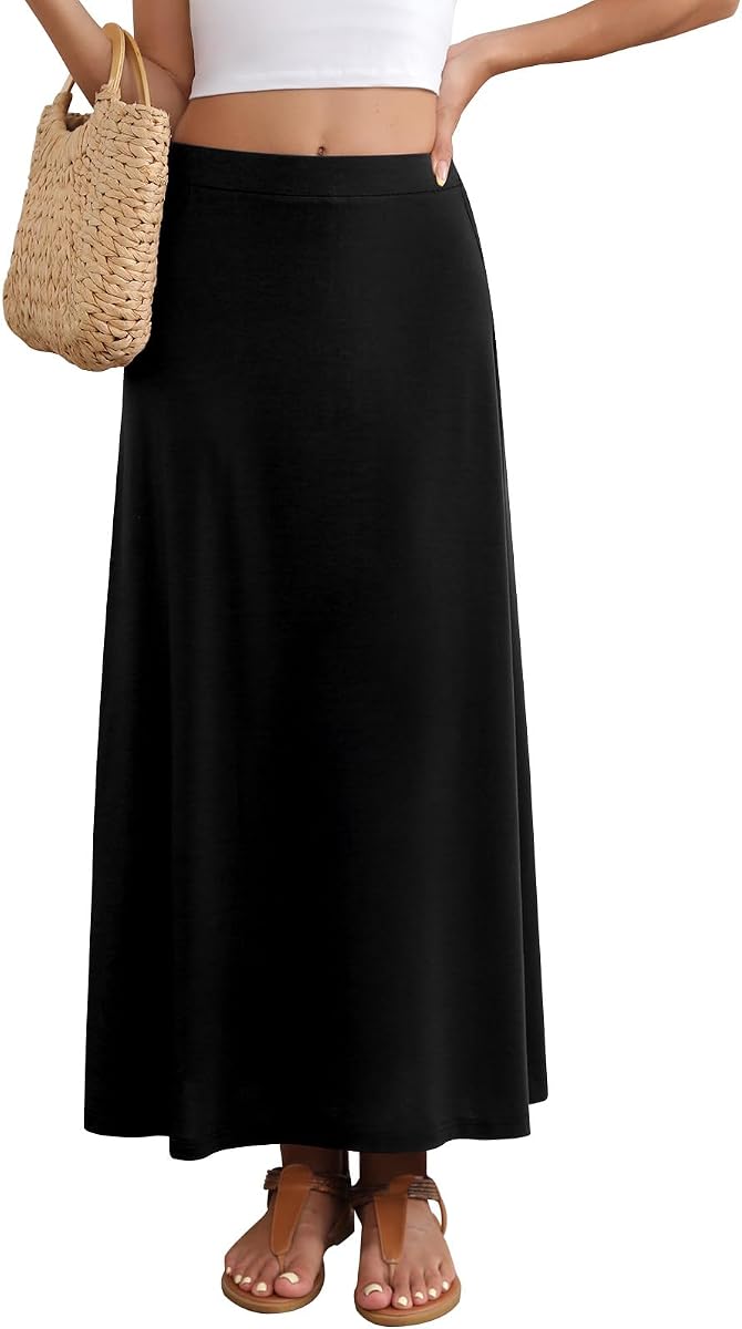 Falda larga para mujer Faldas largas informales fluidas de corte A S-2XL | Talle alto