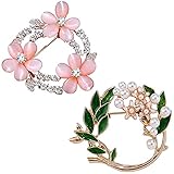 💕【Material de calidad】 Los broches están hechos de aleación de alta calidad con diamantes de imitación selectos creados con cristales de ojo de gato, circonitas cúbicas y perlas, duraderas.Un alfiler hermoso y fuerte se adjunta a la parte posterior de cada broche.