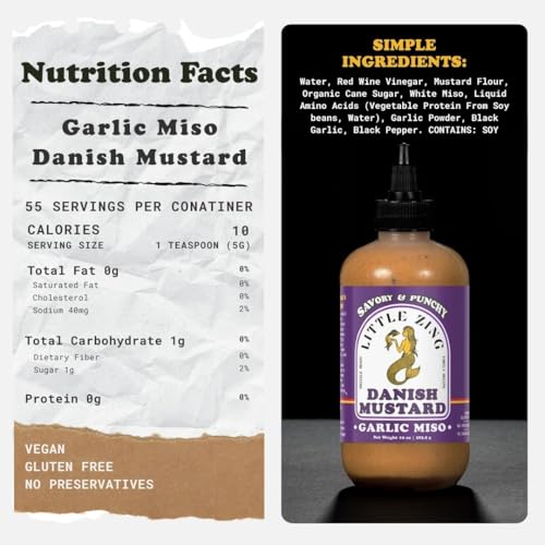 Image of Little Zing Danish Mustard Combo Pack, Original Sweet & Punchy + Garlic Miso Umami, 2 x 10 oz Squeeze Bottles, Drizzle-Ready, No Preservatives, Vegan & Gluten Free Set