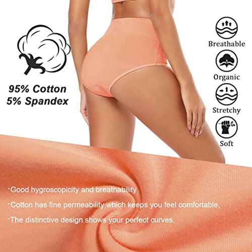 Molasus Women's Soft Cotton Underwear Briefs High Waisted Postpartum Panties Ladies Full Coverage Plus Size Underpants Pack Of 5,Medium #TOP1