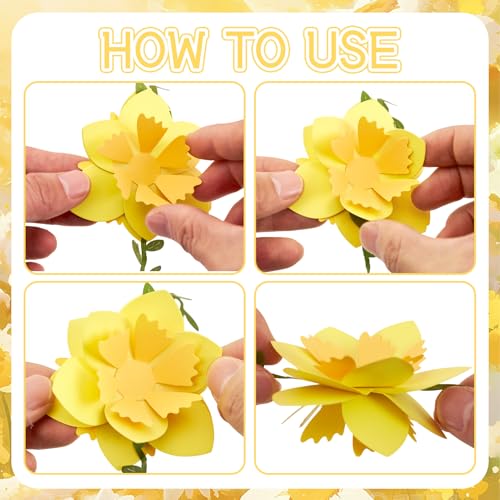 Wildflower Party Decorations 3D Narcissus Flower Garland (2PCS) Yellow Flower Garland Daffodil Decor for Wedding Graduations Easter Baby Shower Party Arch Garden Background by Easy Joy - Used condition - Image 3