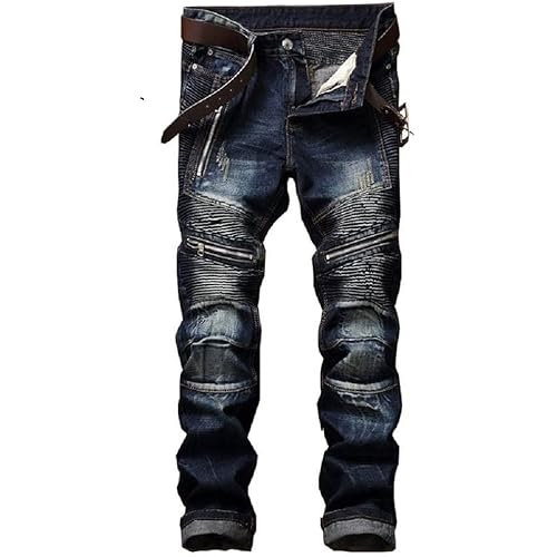 Liuhond Skinny Slim Fashion Men's Ripped Straight Holes Hip Hop Biker Stretchy Jeans
