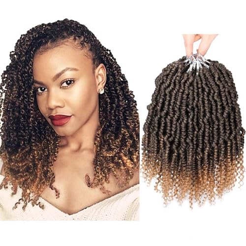 Bomb Twist Crochet Hair 12 Inch 6 Packs Mini Passion Twist Crochet Hair for Black Women Pre-looped Spring Twist Crochet Braids Nubian Twist Synthetic Hair Extension (T27#)