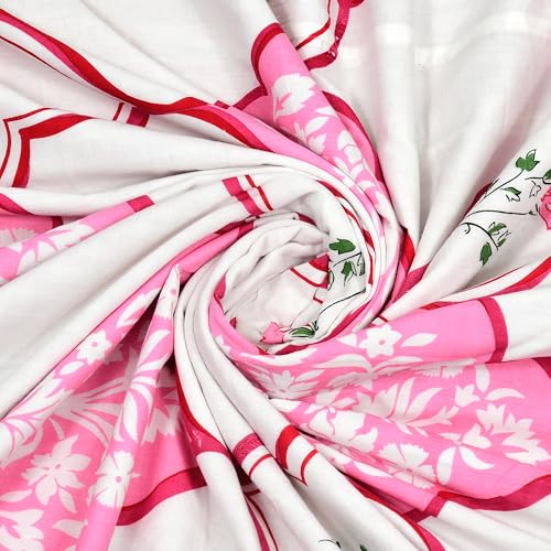 Image of BLOCKS OF INDIA 100% Cotton Dohar King Size Reversible Hand Block Printed Malmal Summer Dohar /Blanket (MUGHAL Pink)