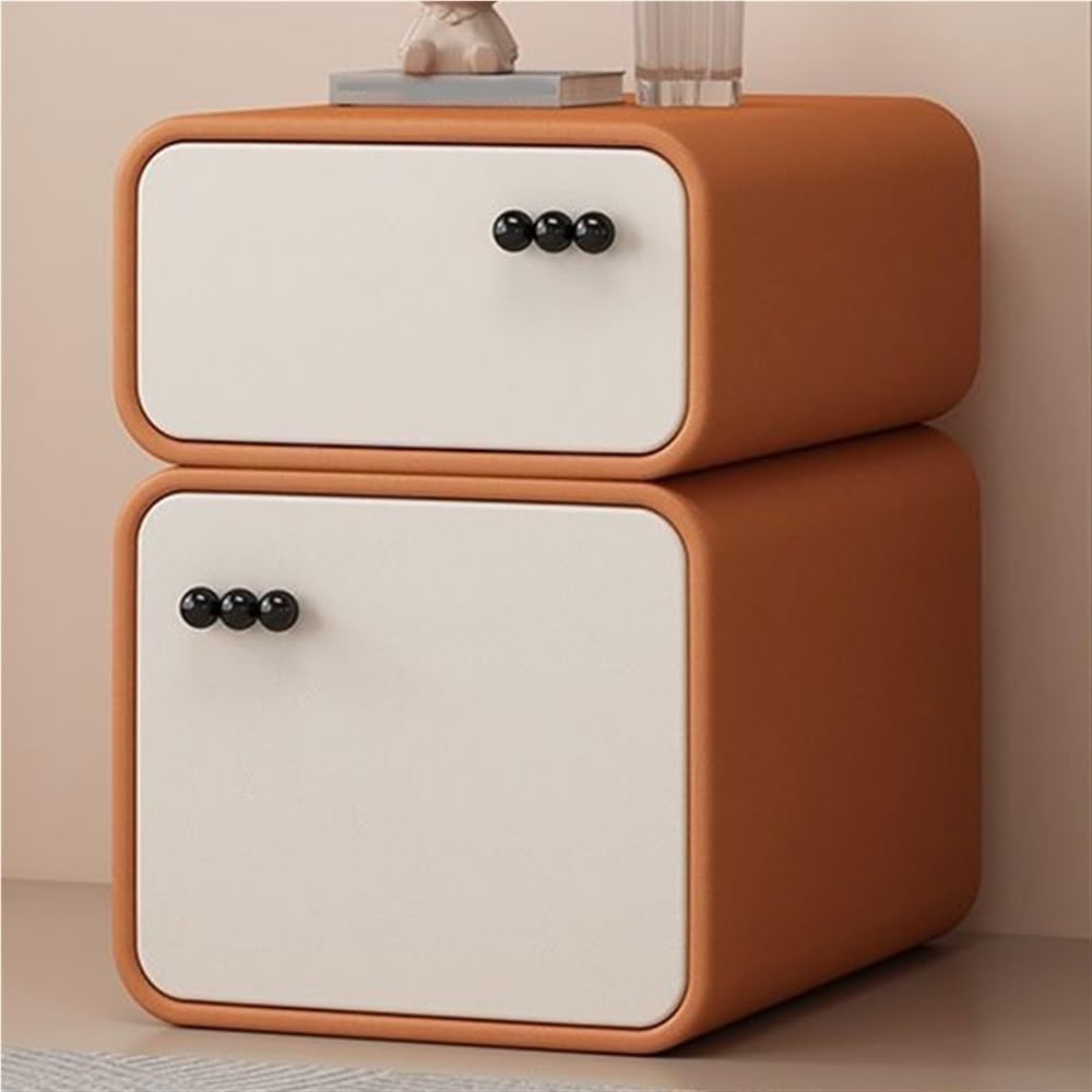 Bedside Table, Wood, Storage Night Stand, Modern Stands, Sofa End Side Table with Drawers for Bedroom, Living Room(Orange,11.8 * 15.7 19.7in)