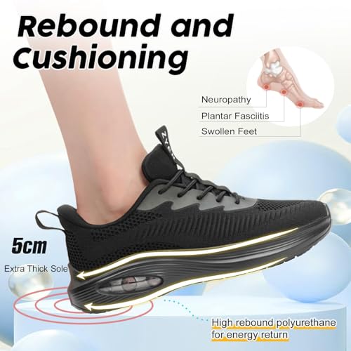 ZYEN Wide Toe Box Shoes Women Air Cushion Road Running Shoes Extra Wide Width Sneakers Arch Support Gym Athletic Tennis Sneakers Lightweight Breathable Walking Shoes3