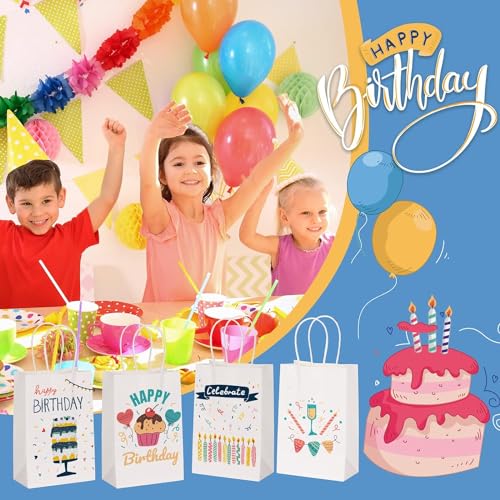 Image of Aakriti Kraft Paper Bags with Handles, White Small Gift Bags Bulk, Retail Bags, Shopping, Birthday Wedding Party Favour, Merchandise | Small Size: 7x3.5x8.5 inch WHITE (Pack of 10)