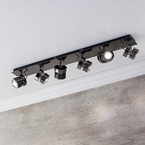 LITECRAFT Telford Spotlight Bar Adjustable Ceiling 6 Light - Black Chrome
