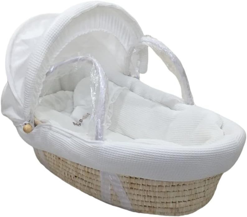 Baby Cofan Baby Basket, Cradle, with Futon, Bearings 55.1 lbs 25 kg, Wooden Koohan Stand, Includes Mosquito Net, Natural, Baby Discharge Off White, Standard