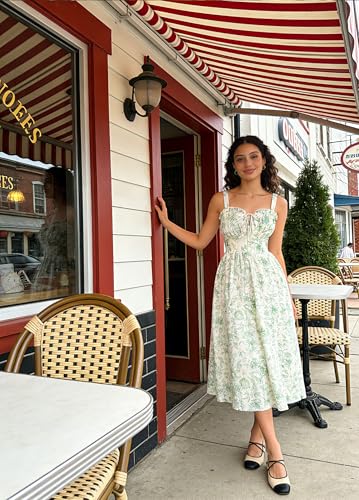 Image of Scarlet Darkness Summer Dresses for Women 2026 Floral Corset Dress Long Milkmaid Dress with Pocket