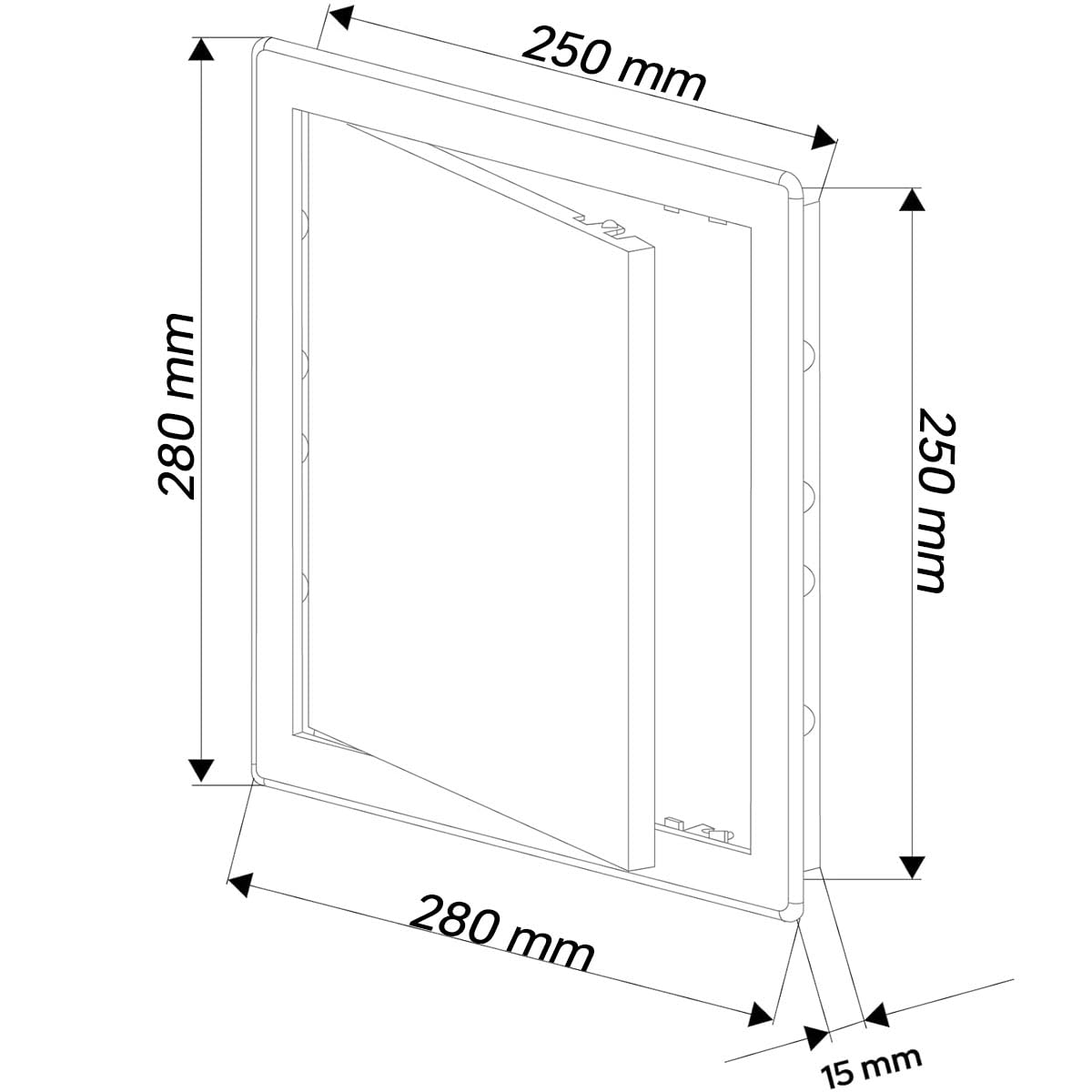 Puerta de acceso de 250 x 250 mm, puerta de inspección ABS, puerta blanca, solapa de apertura para puerta de inspección, tapa de caja de fusibles, gabinete, OD: 280 x 280 mm, paquete de 2