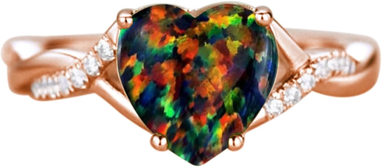 1 Carat Heart Shaped Gemstone Ring for Women, Custom 10K/14K/ 18K Solid Gold Bridal Birthstone Engagement Rings Infinity Art Deco Wedding Promise Band Jewelry Gifts for Her