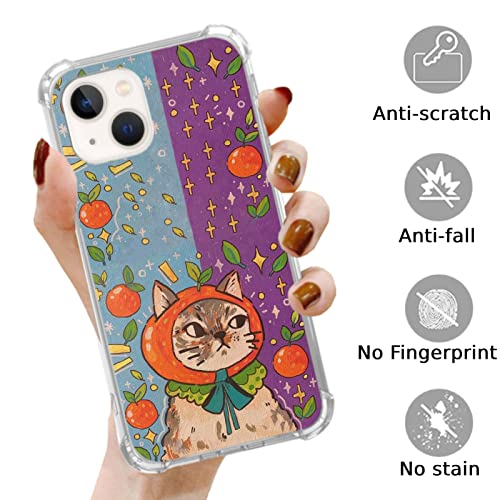 Dohakemuny Cute Cat Painting Art Case Compatible With Iphone 13, Cool Cat Aesthetic Case For Iphone 13 For Teens Men And Women, Cool Trendy Tpu Bumper Case Cover #TOP1