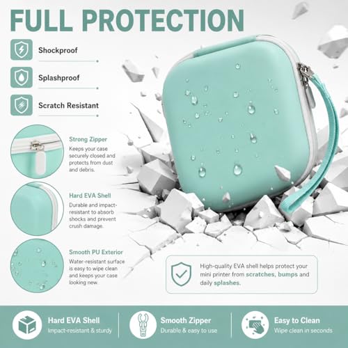 Image of ANKHOH Label Maker Case for Memoking T02 / for Phomemo M02 / M02S / M02 Pro / Q30S / for Nelko PM230 / for Anycash /for Ponek Mini Pocket Printer, Portable Sticker Paper Storage Holder - Box Only (Green)