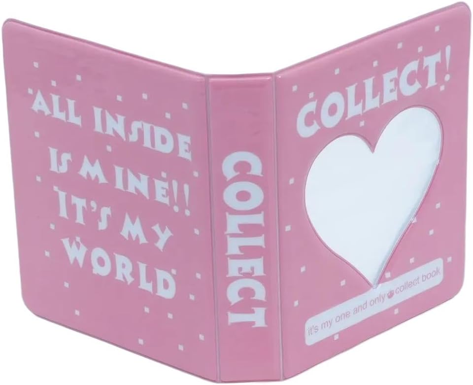 Kpop Collect Book Photocard Binder - 2-Tier 64 Pockets Heart Window Album, Aesthetic Pink "My World" Pocket Book for Army, Stays & Blinks, fits 2x3 Inch Small Photos 2단 포토카드 바인더 핑크