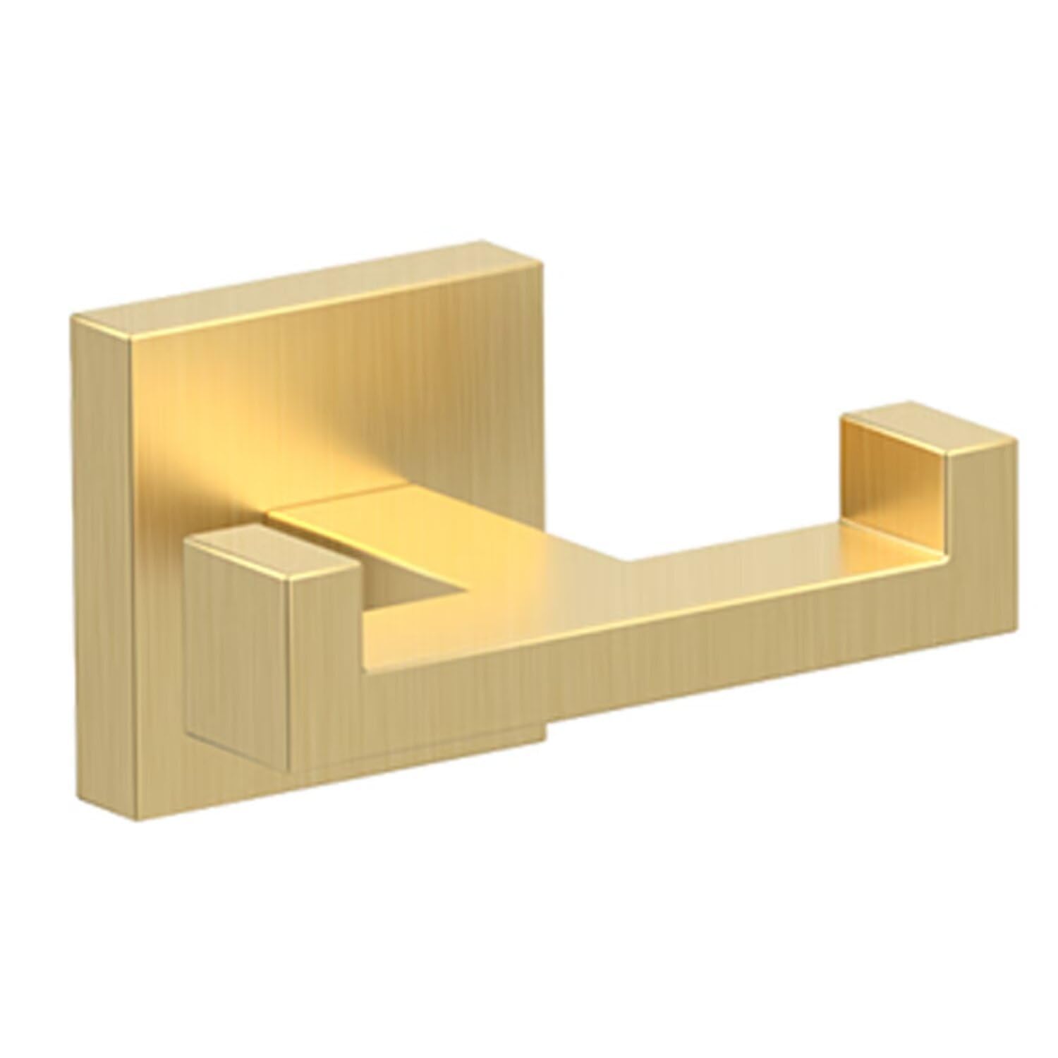 Foto de BOZWELL Ganchos dobles para toallas para baño, montaje en pared dorado cepillado, estilo cuadrado simple y moderno, gancho para bata, colgador de puerta de acero inoxidable resistente para baño (imagen 1)