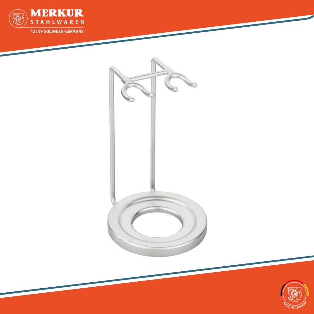 MERKUR Shaving Stand for Razor, Brush and Soap Dish in Matt Chrome | Fits 700002 Matt Futur Adjustable Razor | 1700002 Matt Shaving Brush | 4000 Soap Dish