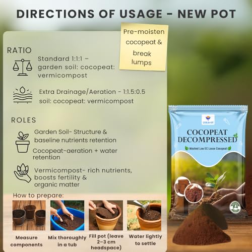 Image of Decompressed Cocopeat Powder - 5 Kg, Ready-to-Use Kerala's Coconut Husk Fibre for Home Garden & Potted Plants, Coconut Coir for Potting Soil Mix, 100% Natural Soil Conditioner, High Water Retention