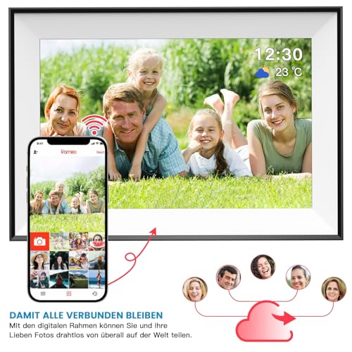 Image of 2K HD Digital Picture Frame WiFi, 10.1 Inch 32 GB LED Picture Frame with IPS Touch Screen & Calendar Weather, Auto Rotate Digital Frame, Share Photos and Videos with Sound Instantly via Frameo from