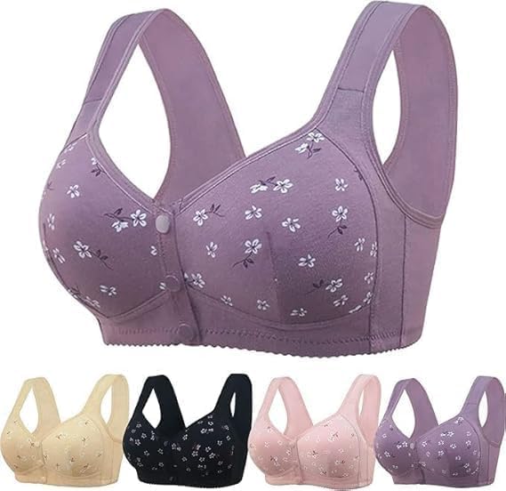 Bras for Older Women 2026 New Front Snap Bras for Seniors Bra for Women Front Closure No Underwire Bra (US Alpha X-Large Regular Regular Purple)