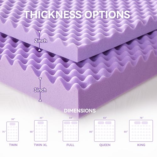 Image of SINWEEK 1.5 Inch Egg Crate Memory Foam Mattress Topper Queen Size, Soft Mattress Pad for Back Pain Relief, Bed Topper, CertiPUR-US Certified