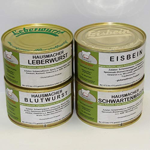 Hausmacher Dosenwurst Klassiker mit Eisbein 400g Probierset, Dosenwurst, Vorteilsset, Vorratsset, Landmetzgerei Sandritter