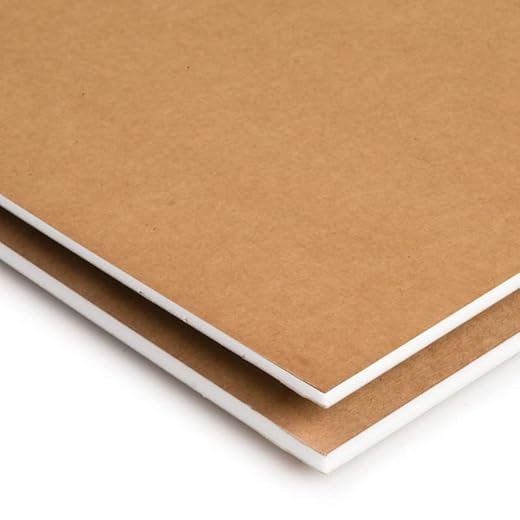 Cartón Pluma Kraft- Cartón Pluma Cubierto de cartulina-Grosor de 3 mm-Kraft-Blíster de 2 Unidades A4 (21 x 29,7)