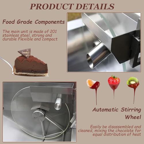 TXGJWRA Chocolate Melter Mixing Machine, Electric Tempering Maker and Depositing Mixer, Stainless Steel Construction, Ideal for Homemade Hot Cocoa and Candy Making,220v - 3