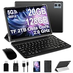 DEERTiME 2025 Tablet 10 Pollici Android 14, 20GB RAM+128GB ROM(TF 2TB), Octa Core, 5G+2.4G Wi-Fi 6, Bluetooth 5.0, 8MP+5MP, Cast, 1280 * 800 FHD, Widevine L1, GMS Tablet PC con Tastiera e Mouse, Nero