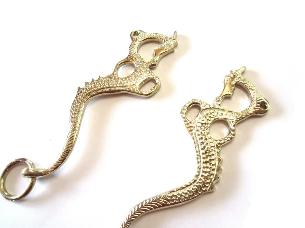 Hackamore Dragon Gold oder silberfarben - 1 Paar Schenkel verziert Farbe Silber