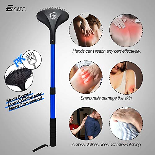 EASACE Telescopic Back Scratcher with Long Handle 21.5 Inch Adjustable Backscratchers Telescoping for Women Men Pregnant Extendable Head Body Scratcher Retractable Over-Sized Bristled Scratcher（Blue） - Thumbnail 7