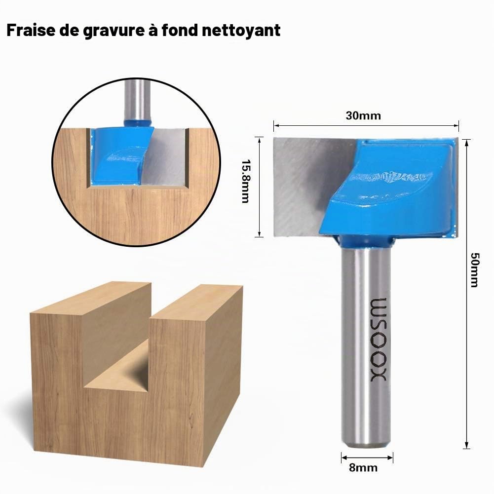 Lot de 5 mèches de nettoyage de 8 mm, fraise à bois 10/15/20/25/30mm, bleu
